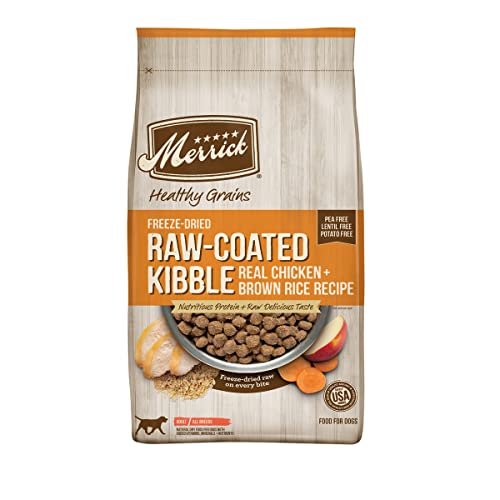 0022808340102 - MERRICK HEALTHY GRAINS FREEZE DRIED RAW COATED KIBBLE DRY DOG FOOD REAL CHICKEN AND BROWN RICE RECIPE - 10 LB BAG