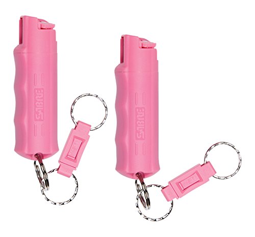 0023063105246 - SABRE RED PEPPER SPRAY - POLICE STRENGTH - COMPACT, PINK CASE WITH QUICK RELEASE KEY RING (MAX PROTECTION - 25 SHOTS, UP TO 5X'S MORE)