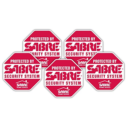 0023063810775 - SABRE SECURITY SIGNS - HOME SECURITY DECALS - 5 BRIGHT RED, STOP SIGN SHAPED SECURITY STICKERS