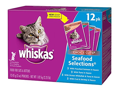 0023100015590 - WHISKAS CHOICE CUTS SEAFOOD SELECTIONS VARIETY PACK WET CAT FOOD 3 OUNCES (FOUR 12-COUNT BOXES)