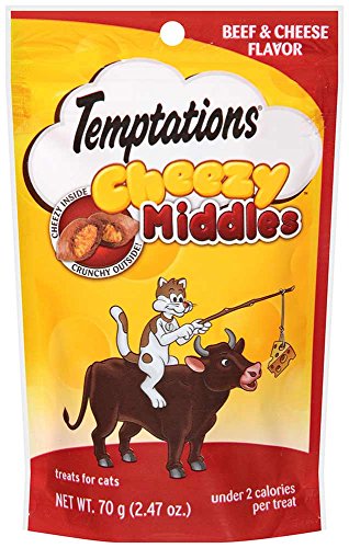 0023100105376 - TEMPTATIONS MIDDLES TREATS FOR CATS BEEF AND CHEESE FLAVOR 2.47 OUNCES (PACK OF 12)