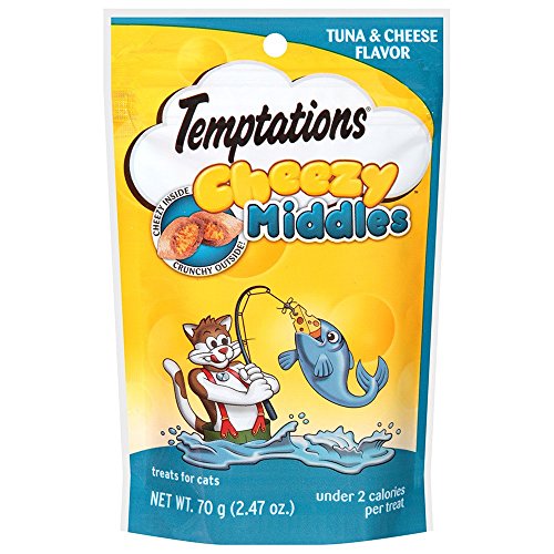 0023100105390 - TEMPTATIONS CHEEZY MIDDLES TREATS FOR CATS TUNA AND CHEESE FLAVOR 2.47 OUNCES (PACK OF 12)