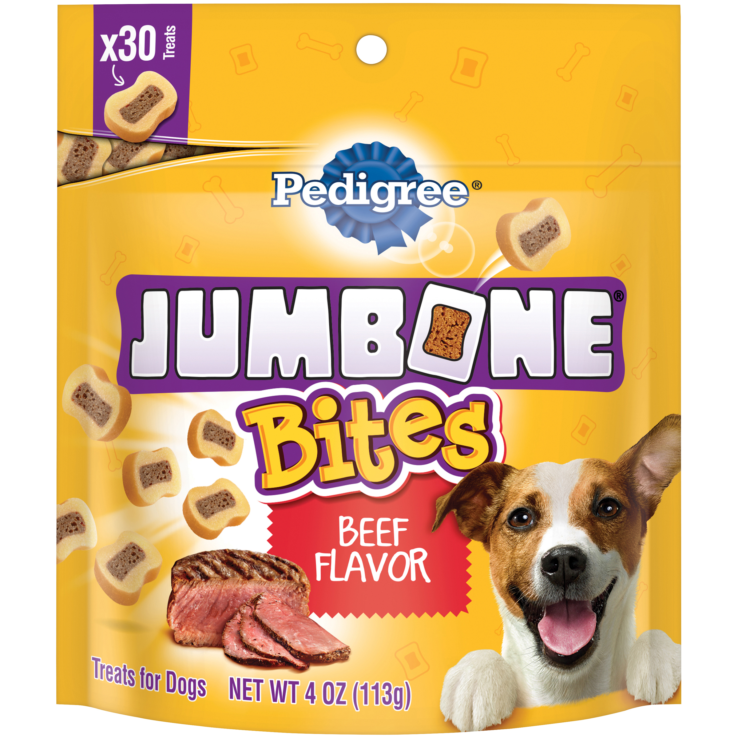 0023100113067 - JUMBONE BITES BEEF FLAVOR DOG TREATS 4 OZ