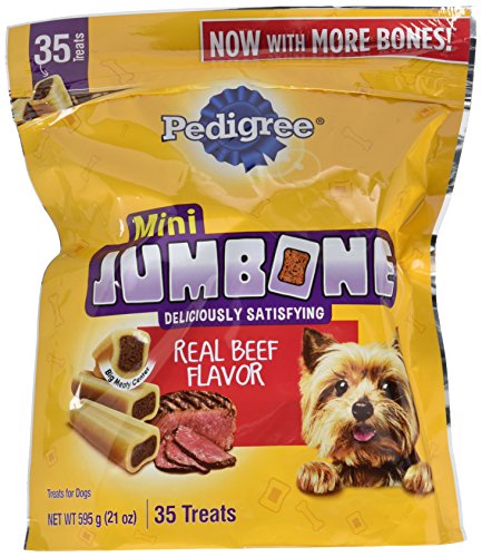 0023100116532 - PEDIGREE JUMBONE REAL BEEF FLAVOR MINI DOG TREATS (35 TREATS), 21 OZ