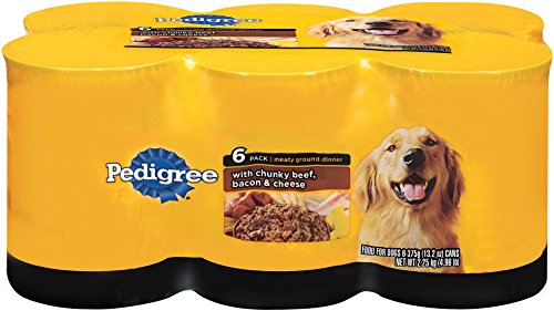 0023100268644 - PEDIGREE MEATY GROUND DINNER WITH CHUNKY BEEF, BACON & CHEESE CANNED DOG FOOD 13.2 OZ. (PACK OF 6)