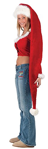 0023168074683 - FUN WORLD COSTUMES WOMEN'S ADULT LONG SANTA HAT, RED/WHITE, ONE SIZE