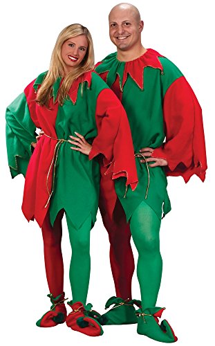 0023168075505 - FUN WORLD COSTUMES MEN'S ADULT ELF TUNIC, RED/GREEN, ONE SIZE