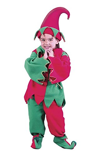 0023168075611 - FUN WORLD COSTUMES BABY GIRL'S CHILD ELF COSTUME, RED/GREEN, SMALL