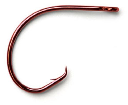 0023534362383 - MUSTAD ULTRAPOINT DEMON PERFECT IN-LINE CIRCLE 1 EXTRA FINE WIRE HOOK (PACK OF 10), RED, 6