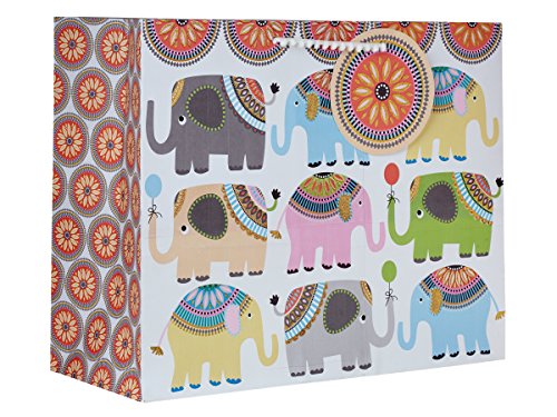 0023571938299 - JILLSON ROBERTS 6-COUNT JUMBO ALL-OCCASION GIFT BAGS, ELEPHANT PARADE