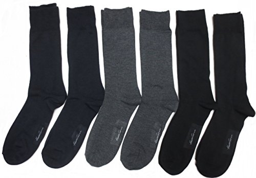 0023616310189 - KENNETH COLE NEW YORK MEN'S FLAT KNIT CREW SOCKS, BLACK/NAVY/CHARCOAL, 10-13/SHOE SIZE 6-12 (PACK OF 6)