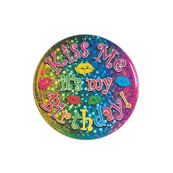 2370869964620 - KISS ME IT'S MY BIRTHDAY BUTTON PARTY ACCESSORY (1 COUNT) (1/PKG)