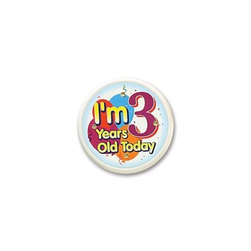 2376573113828 - BEISTLE FB53 I'M 3 YEARS OLD TODAY FLASHING BUTTON, 2-1/2-INCH