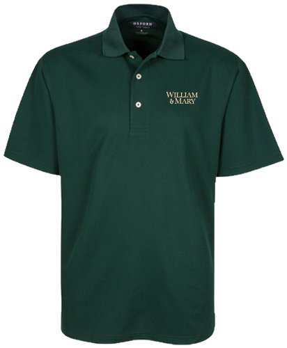 0023783409938 - OXFORD NCAA WILLIAM & MARY TRIBE MEN'S MICRO-CHECK GOLF POLO, WHITE, X-LARGE