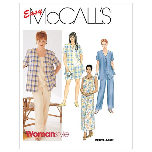 0023795220835 - MCCALL'S PATTERNS M2208 WOMEN'S SHIRT, DRESS OR TOP, PULL-ON PANTS OR SHORTS, SIZE J (26W-28W-30W)