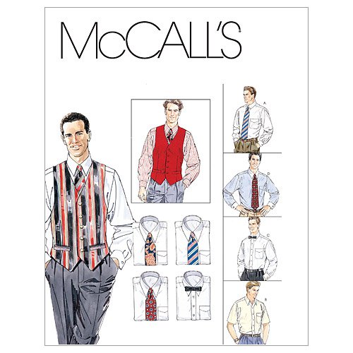0023795244718 - MCCALL'S PATTERNS M2447 MEN'S LINED VEST, SHIRT, TIE IN TWO LENGTHS AND BOW TIE, SIZE Y (SM-MED-LRG)