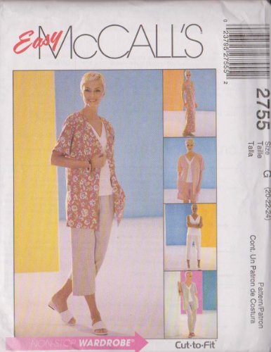 0023795275552 - MISSES/MISS PETITE UNLINED JACKET, DRESS OR TOP, PULL-ON PANTS IN TWO LENGTHS AND SHORTS MCCALL'S SEWING PATTERN 2755 (SIZE G: 20-22-24)