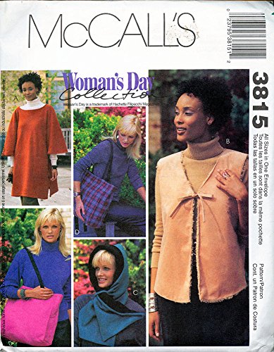 0023795381512 - MCCALL'S 3815 ©2002 WOMAN'S DAY COLLECTION MISSES PONCHO, LINED VEST, HOOD AND TOTE; SIZE 8-22