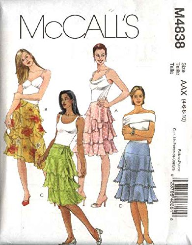 0023795483810 - MCCALL'S PATTERN M4838 ~ MISSES' LINED TIERED SKIRTS IN THREE LENGTHS ~ 4-10