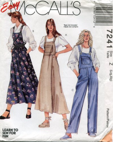 0023795724128 - MCCALL'S SEWING PATTERN 7241 SIZE Z (LRG-XLG) MISSES' JUMPER AND OVERALLS