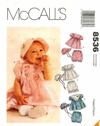 0023795853613 - MCCALL'S 8536 SEWING PATTERN INFANTS BABY DRESS HAT PANTIES