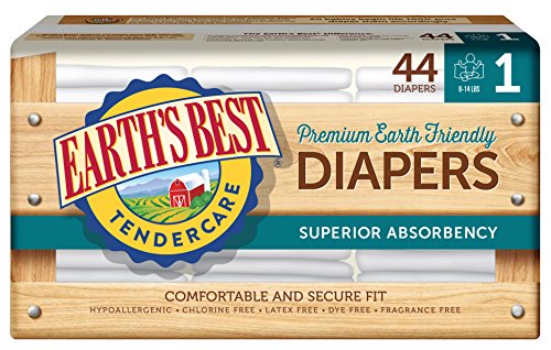 0023923053205 - EARTH'S BEST CHLORINE-FREE DIAPERS, SIZE 1, 44 COUNT (PACK OF 4)