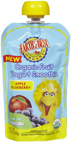 0023923332102 - EARTH'S BEST ORGANIC FRUIT YOGURT SMOOTHIE, APPLE BLUEBERRY, 4.2 OUNCE (PACK OF