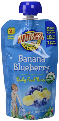 0023923333086 - EARTH'S BEST 2ND FOODS PUREES - BANANA BLUEBERRY - 4 OZ - 12 PK