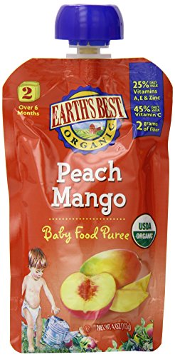 0023923333093 - EARTH'S BEST ORGANIC STAGE 2, PEACH & MANGO, 4 OUNCE POUCH (PACK OF 12)