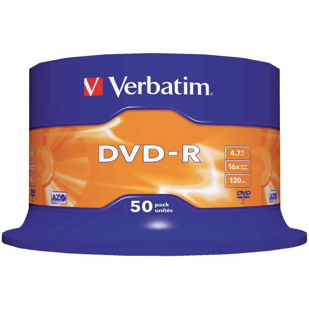 0023942435488 - VERBATIM DVD-R 16X PK50 43548