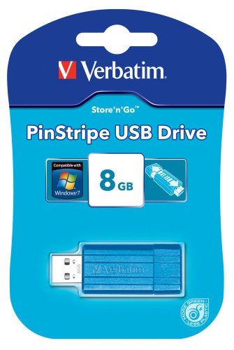 0023942473985 - VERBATIM 8GB PINSTRIPE USB DRIVE 47398 CARIBBEAN BLUE USB FLASH