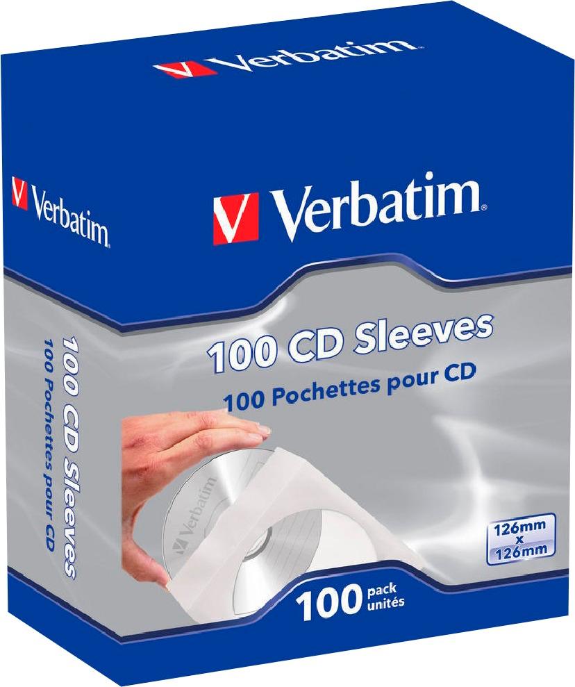0023942499763 - VERBATIM CD/DVD PAPER SLEEVES WITH CLEAR WINDOW - 100 PACK 49976