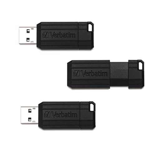 0023942712428 - VERBATIM 32GB PINSTRIPE USB 2.0 FLASH DRIVE WITH MICROBAN ANTIMICROBIAL PRODUCT PROTECTION – 3PK – BLACK