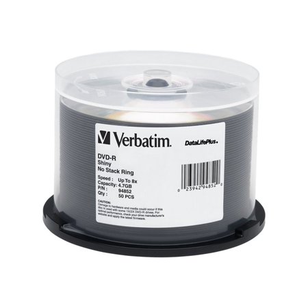 0023942948520 - VERBATIM DVD-R, 4.7 GB SHINY SILVER, 50 PACK ON SPINDLE