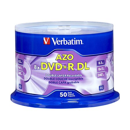 0023942970002 - VERBATIM DVD+R DL BRAND 50PK 8.5GB/8X SPIN-SLVR