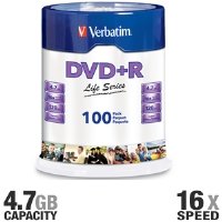 0023942971757 - VERBATIM(R) LIFE SERIES DVD+R SPINDLE, PACK OF 100