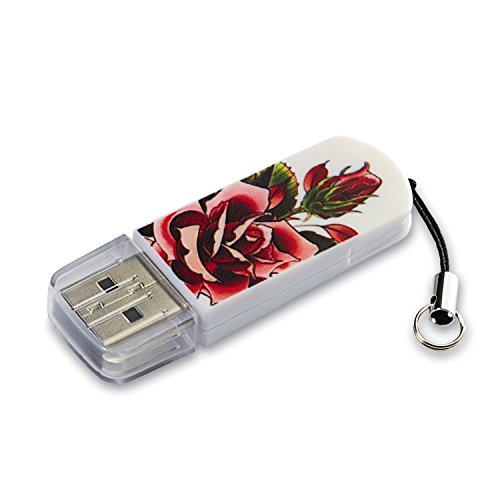0023942985150 - VERBATIM 16 GB MINI USB FLASH DRIVE TATTOO SERIES, ROSE 98515