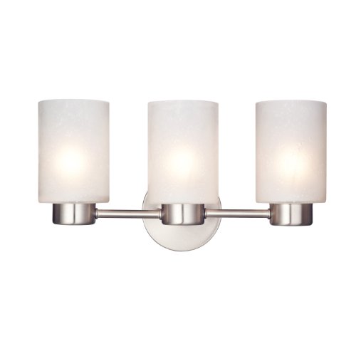 0024034622793 - WESTINGHOUSE 6227900 SYLVESTRE THREE-LIGHT INTERIOR WALL FIXTURE, BRUSHED NICKEL FINISH WITH FROSTED SEEDED GLASS