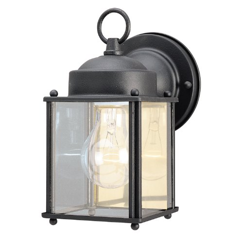 0024034669729 - WESTINGHOUSE 6697200 ONE-LIGHT EXTERIOR WALL LANTERN, TEXTURED BLACK FINISH ON STEEL WITH CLEAR GLASS PANELS