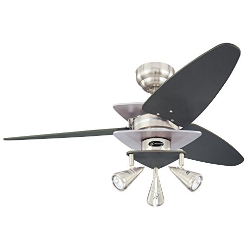 0024034785078 - WESTINGHOUSE LIGHTING 7850700 VECTOR ELITE THREE-LIGHT 42-INCH REVERSIBLE THREE-BLADE INDOOR CEILING FAN, BRUSHED NICKEL AND GRAPHITE WITH SPOTLIGHTS