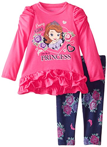0024054327715 - DISNEY BABY GIRLS' SOFIA THE FIRST FLOWER LEGGING SET WITH RUFFLE TOP, PINK, 12 MONTHS