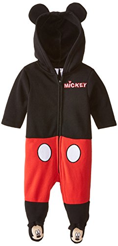 0024054347874 - DISNEY BABY BOYS MICKEY MOUSE COVERALL WITH EARS AND 3D EMBROIDERY, BLACK, 3-6 MONTHS