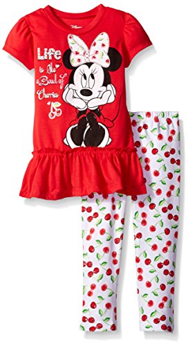 0024054381182 - DISNEY TODDLER GIRLS MINNIE MOUSE LEGGING SET AND FASHION TOP, CHERRY RED, 3T