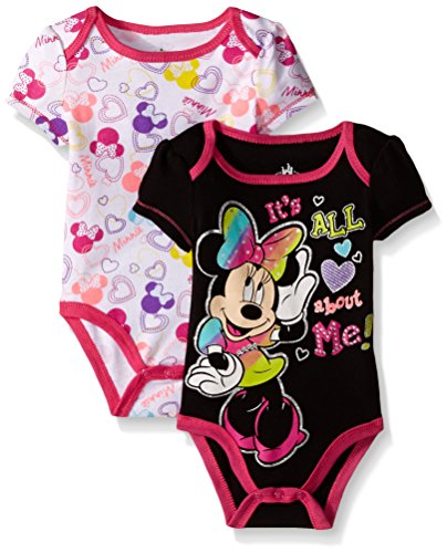 0024054391310 - DISNEY BABY MINNIE MOUSE ADORABLE SOFT 2 PACK BODYSUITS, BLACK, 3-6 MONTHS
