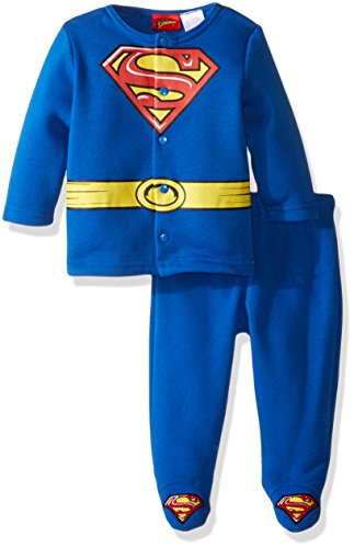 0024054564585 - WARNER BROTHERS BABY BOYS' SUPERMAN FLEECE JACKET AND PANT SET, BLUE, 0-3 MONTHS