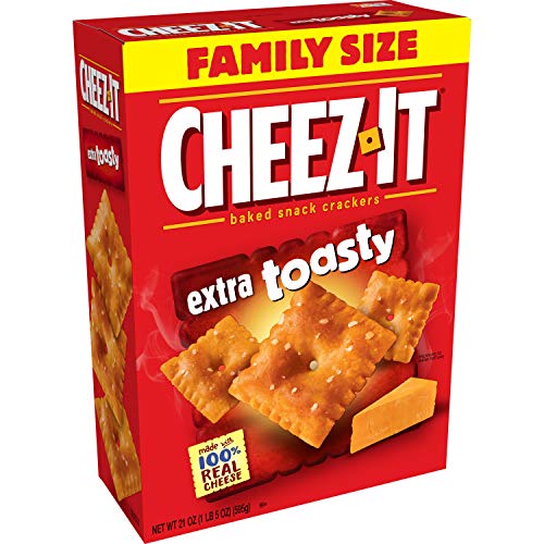 0024100115099 - CHEEZ-IT BAKED SNACK CHEESE CRACKERS, EXTRA TOASTY, FAMILY SIZE, 21OZ BOX