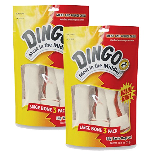 0024144492859 - DINGO LARGE MEAT WRAPPED RAWHIDE BONE, 6-COUNT