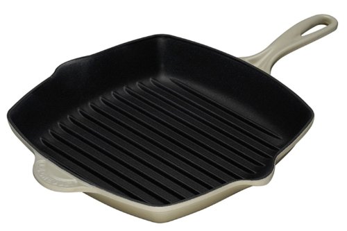 0024147143673 - LE CREUSET ENAMELED CAST-IRON 10-1/4-INCH SQUARE SKILLET GRILL, DUNE