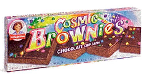0024300042928 - LITTLE DEBBIE COSMIC BROWNIES /DARK FUDGE WITH CANDY COATED CHOCOLATE CHIPS 9OZ BOX