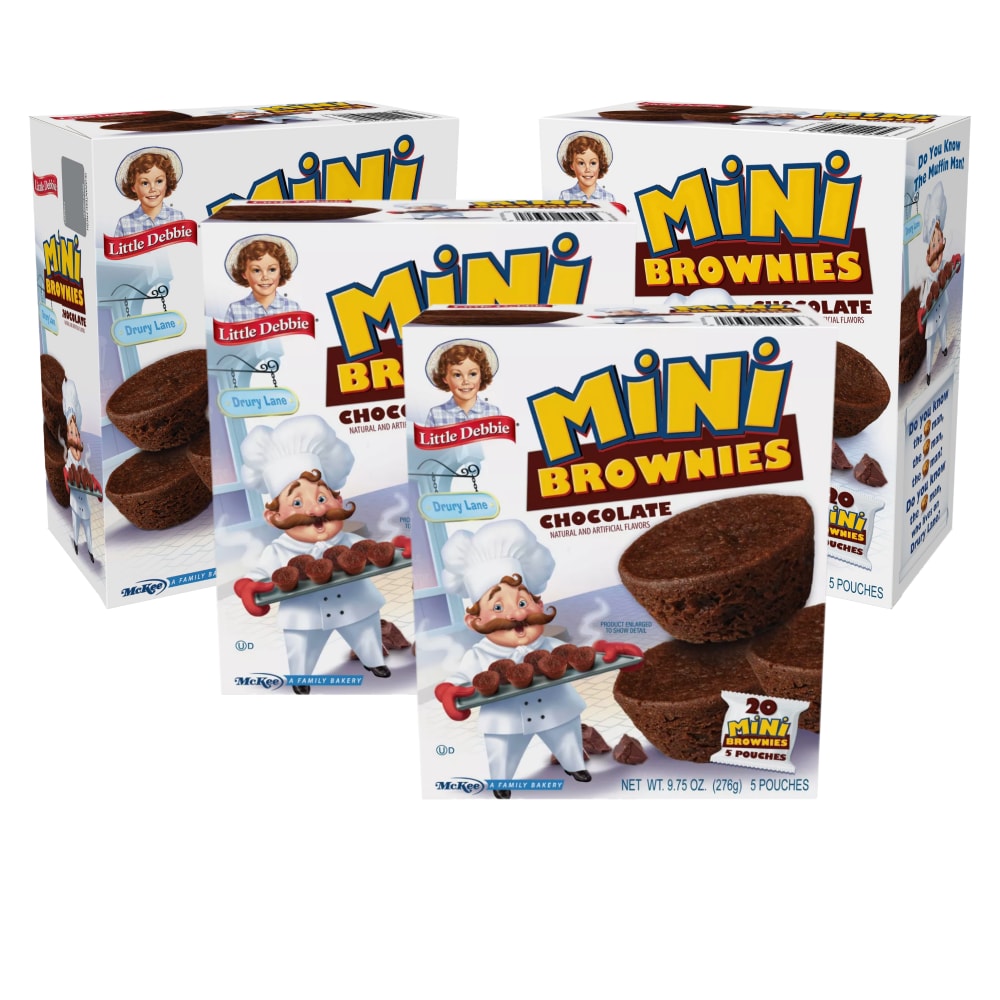 0002430004344 - LITTLE DEBBIE MINI BROWNIES, 4 BOXES, 20 TRAVEL POUCHES OF BITE SIZE CHOCOLATE BROWNIES